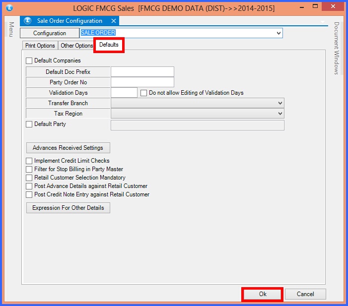 fmcg sale order configuration defaults